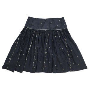 French Connection NWT Black Metallic Gold Pleated Skirt 8